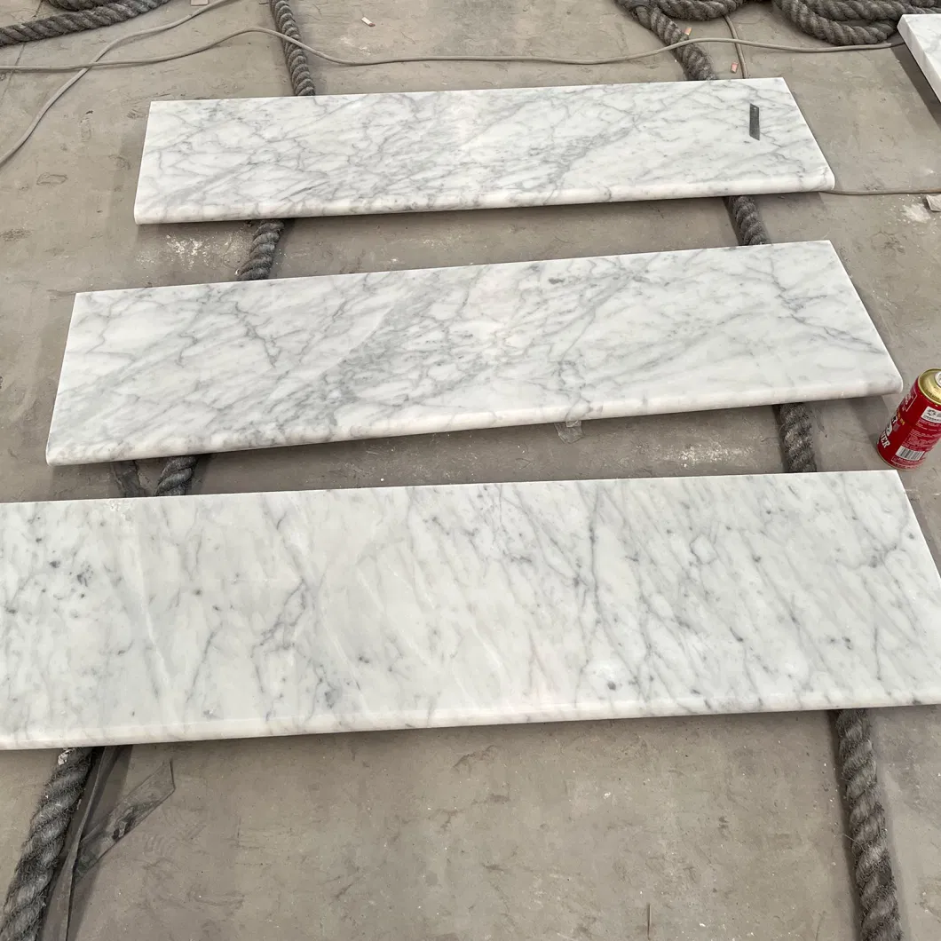 Natural Italy Carrara White Marble Straight Stairs Indoor Stone Stairs Step