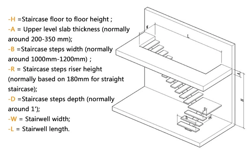 Modern Floating Straight Staircase Marble Step Design