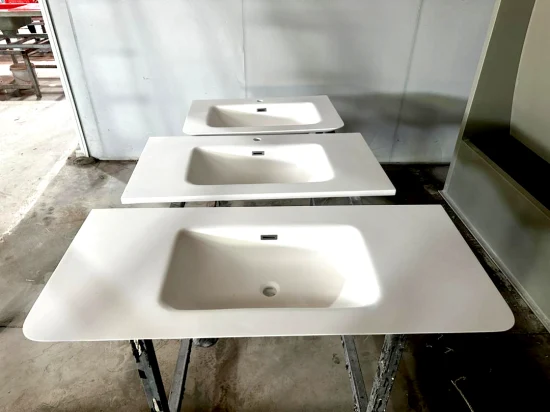 Lavabo de mano de mueble de baño Corian de piedra acrílica moderno de 100cm